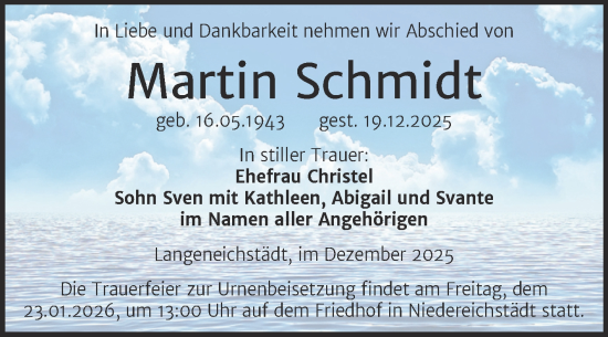 Traueranzeige von Martin Schmidt von Trauerkombi Merseburg