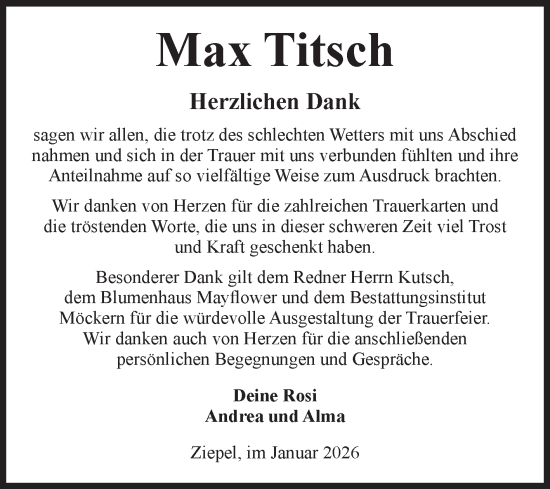 Traueranzeige von Max Titsch 