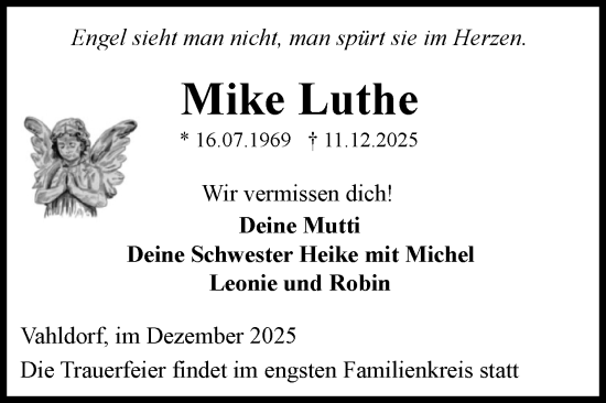Traueranzeige von Mike Luthe von Volksstimme Haldensleben/Wolmirstedt