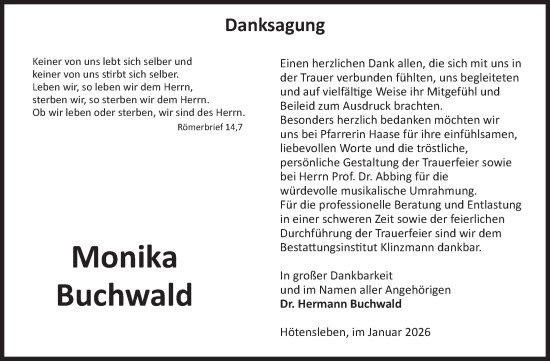 Traueranzeige von Monika Buchwald von Volksstimme Oschersleben/Wanzleben