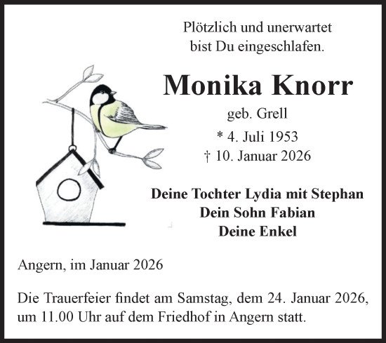 Traueranzeige von Monika Knorr von Volksstimme Haldensleben/Wolmirstedt
