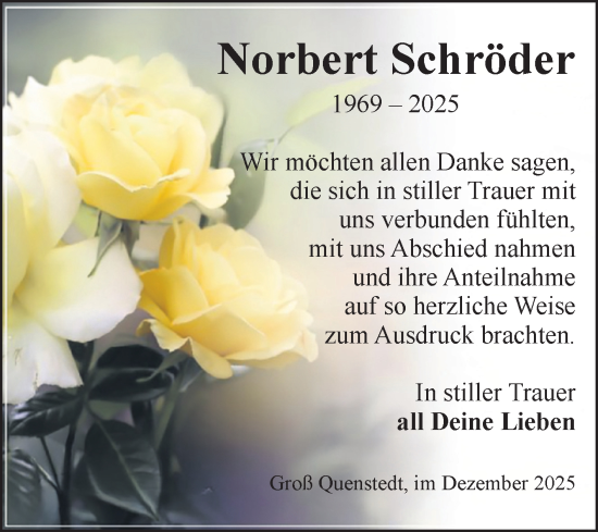 Traueranzeige von Norbert Schröder von Volksstimme Halberstadt