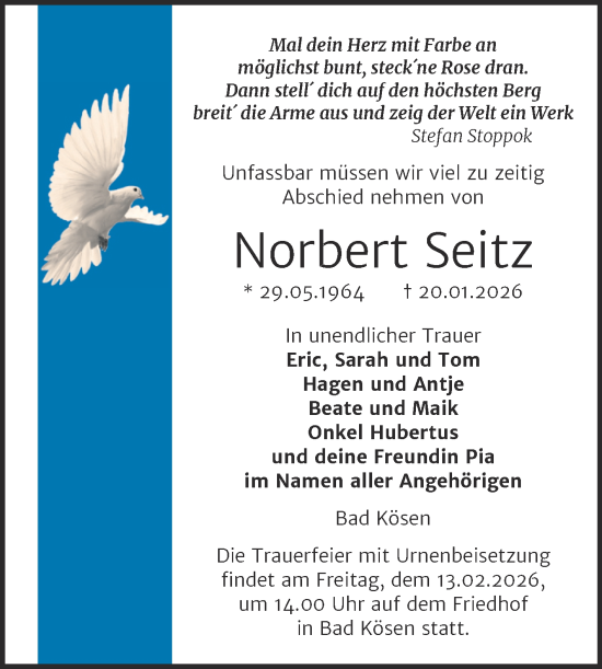 Traueranzeige von Norbert Seitz von Naumburger Tageblatt