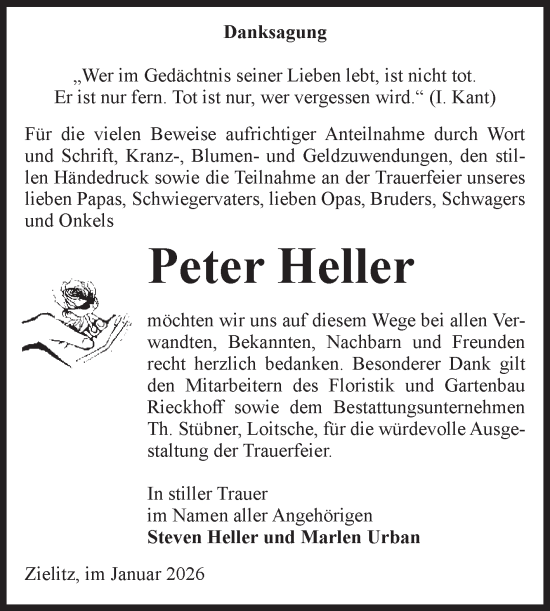 Traueranzeige von Peter Heller von Volksstimme Haldensleben/Wolmirstedt