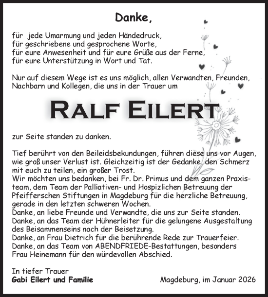 Traueranzeige von Ralf Eilert von Volksstimme Magdeburg