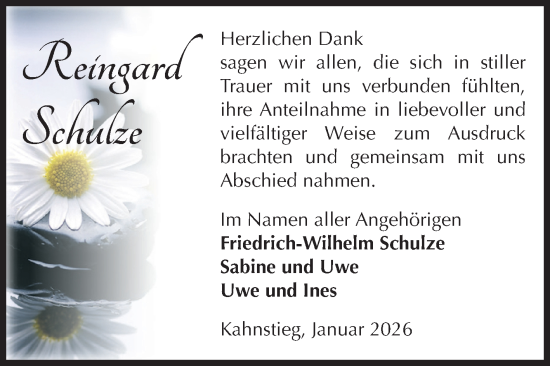 Traueranzeige von Reingard Schulze von Volksstimme Altmark West