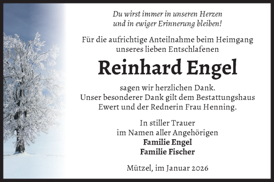 Traueranzeige von Reinhard Engel 