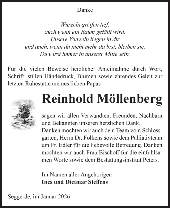 Traueranzeige von Reinhold Möllenberg von Volksstimme Haldensleben/Wolmirstedt