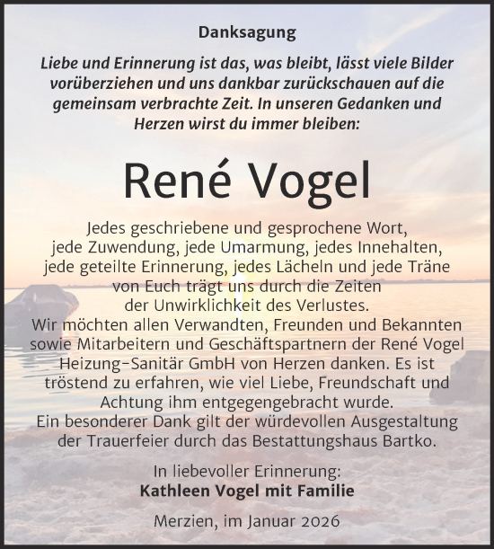 Traueranzeige von René Vogel von Trauerkombi Köthen