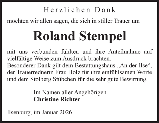 Traueranzeige von Roland Stempel von Volksstimme Wernigerode