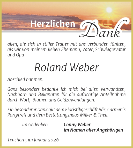 Traueranzeige von Roland Weber von Trauerkombi Weißenfels