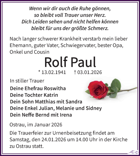 Traueranzeige von Rolf Paul von Trauerkombi Zeitz