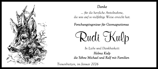 Traueranzeige von Rudi Kulp von Volksstimme Wernigerode