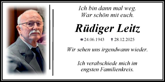 Traueranzeige von Rüdiger Leitz von Trauerkombi Dessau