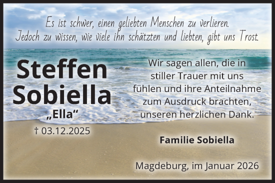 Traueranzeige von Steffen Sobiella von Volksstimme Magdeburg
