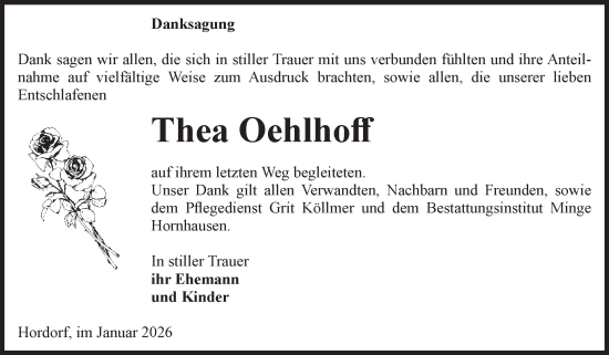 Traueranzeige von Thea Oehlhoff von Volksstimme Oschersleben/Wanzleben