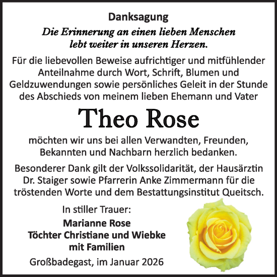 Traueranzeige von Theo Rose von Trauerkombi Köthen