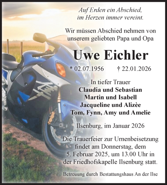 Traueranzeige von Uwe Eichler von Volksstimme Wernigerode