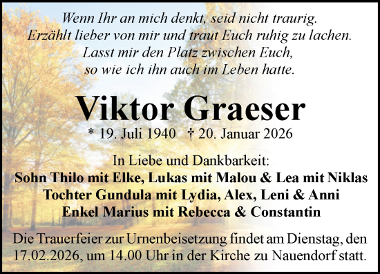 Traueranzeige von Viktor Graeser von Mitteldeutsche Zeitung Halle/Saalkreis