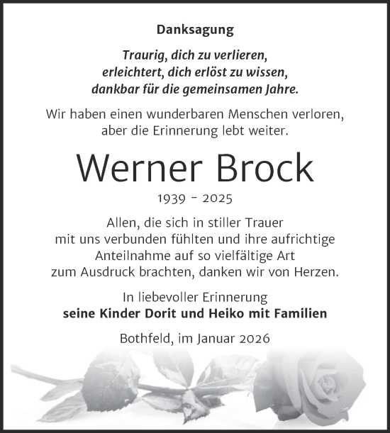 Traueranzeige von Werner Brock von Trauerkombi Weißenfels