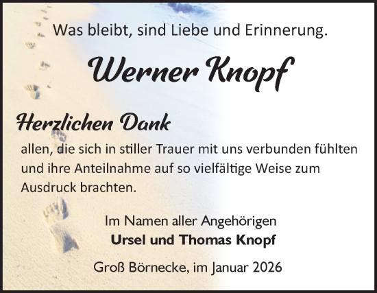 Traueranzeige von Werner Knopf von Volksstimme Staßfurt