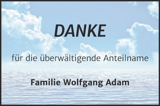 Traueranzeige von Wolfgang Adam von Trauerkombi Aschersleben