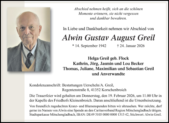 Traueranzeige von Alwin Gustav August Greil von Mitteldeutsche Zeitung Quedlingburg
