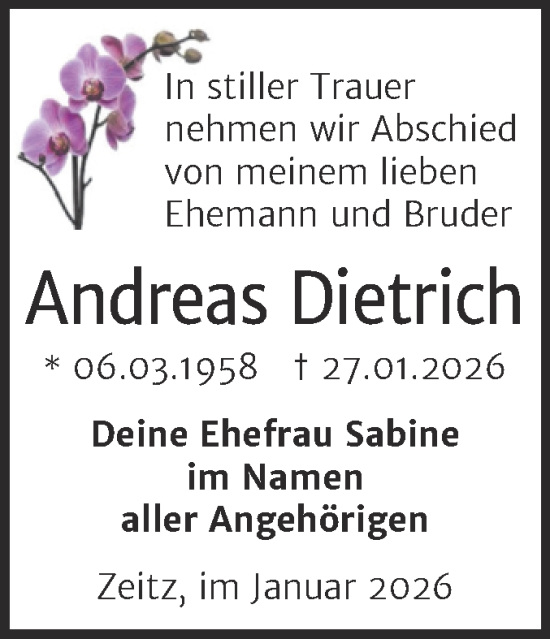 Traueranzeige von Andreas Dietrich 