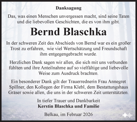 Traueranzeige von Bernd Blaschka von Volksstimme Altmark Ost