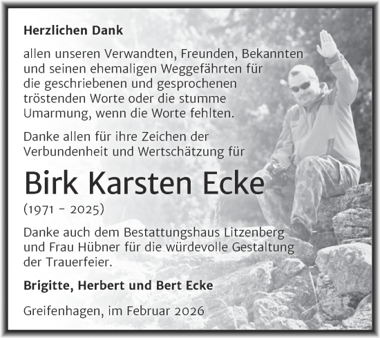 Traueranzeige von Birk Karsten Ecke von Trauerkombi Mansfelder Land