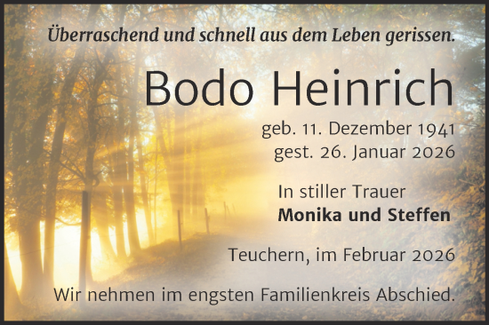 Traueranzeige von Bodo Heinrich von Trauerkombi Weißenfels