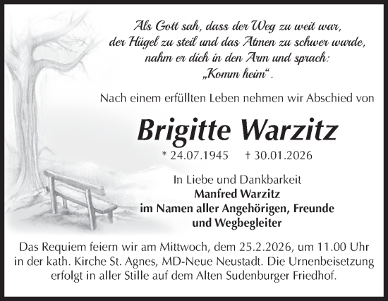 Traueranzeige von Brigitte Warzitz von Volksstimme Magdeburg