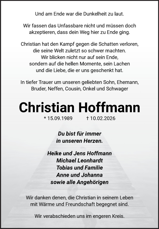 Traueranzeige von Christian Hoffmann von Volksstimme Altmark West
