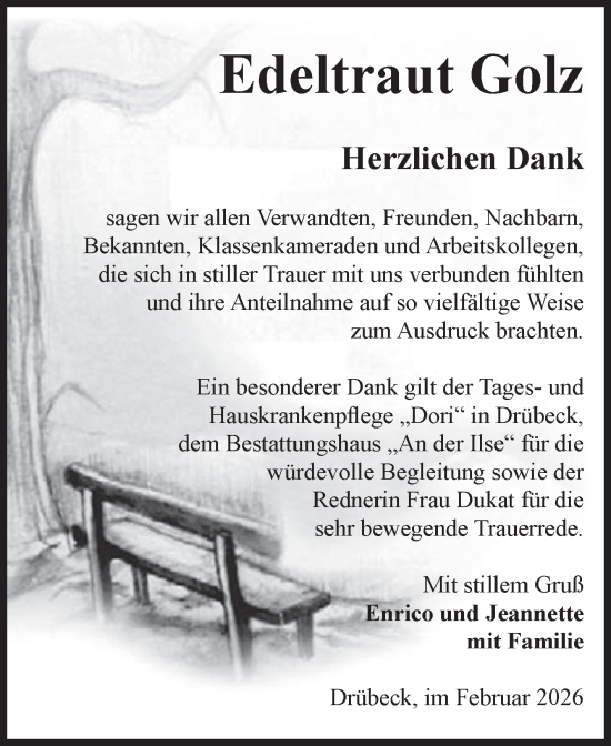 Traueranzeige von Edeltraut Golz von Volksstimme Wernigerode