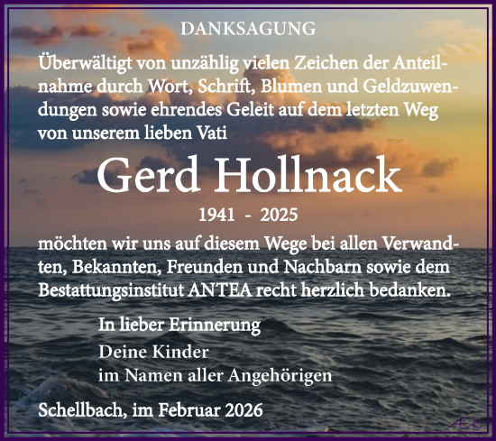 Traueranzeige von Gerd Hollnack von Trauerkombi Zeitz