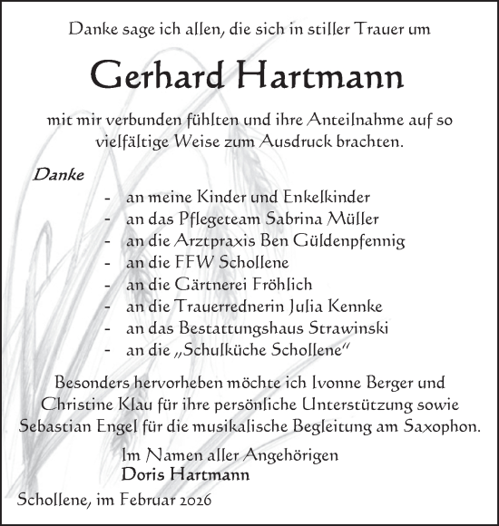 Traueranzeige von Gerhard Hartmann von Volksstimme Altmark Ost