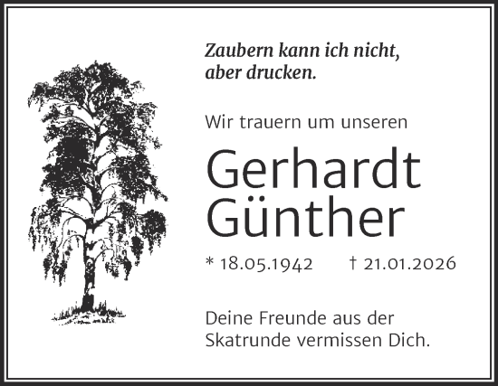 Traueranzeige von Gerhardt Günther von Mitteldeutsche Zeitung Halle/Saalkreis