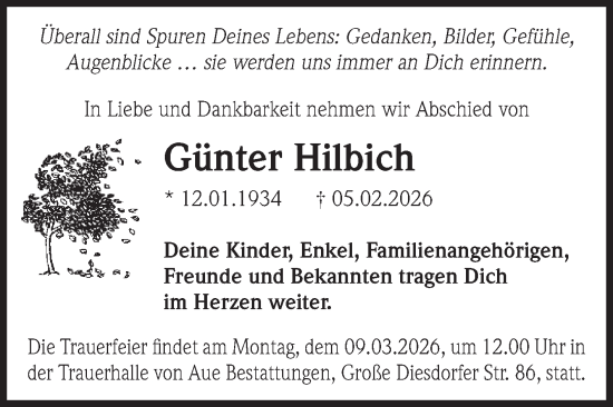 Traueranzeige von Günter Hilbich von Volksstimme Magdeburg