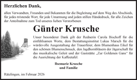 Traueranzeige von Günter Krusche von Volksstimme Haldensleben/Wolmirstedt