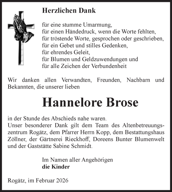 Traueranzeige von Hannelore Brose von Volksstimme Haldensleben/Wolmirstedt