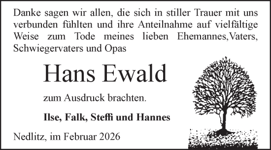 Traueranzeige von Hans Ewald von Volksstimme Zerbst