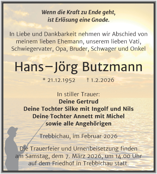 Traueranzeige von Hans-Jörg Butzmann von Trauerkombi Köthen