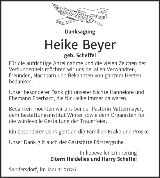Traueranzeige von Heike Beyer von Trauerkombi Bitterfeld
