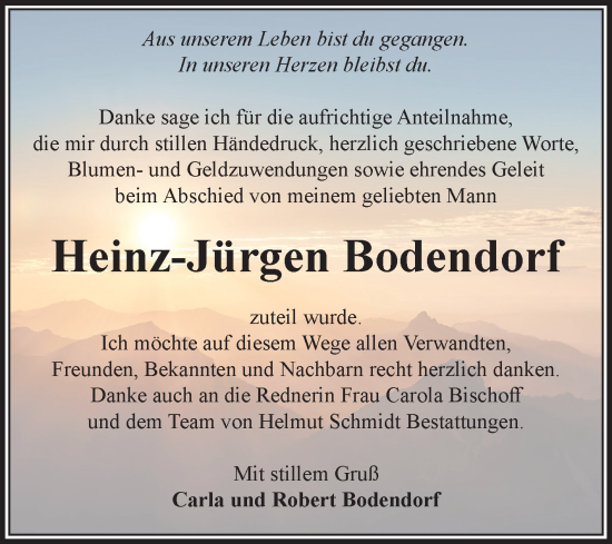 Traueranzeige von Heinz-Jürgen Bodendorf von Volksstimme Magdeburg