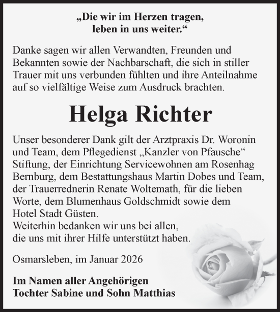 Traueranzeige von Helga Richter 