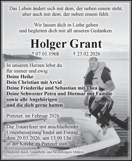 Traueranzeige von Holger Grant von Volksstimme Altmark West