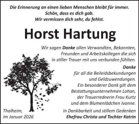 Traueranzeige von Horst Hartung von Trauerkombi Bitterfeld