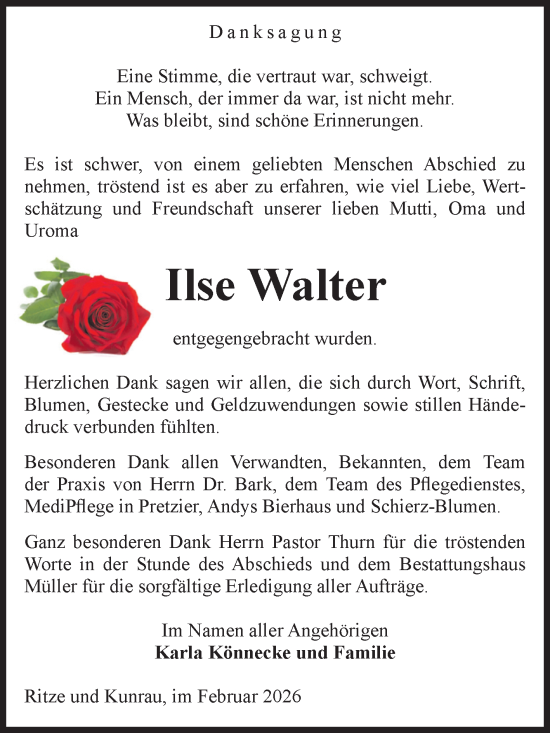 Traueranzeige von Ilse Walter von Volksstimme Altmark West