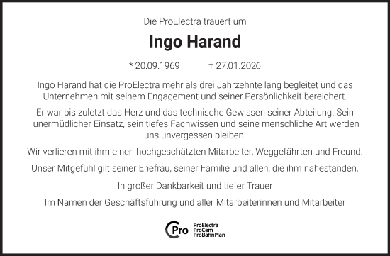 Traueranzeige von Ingo Harand 