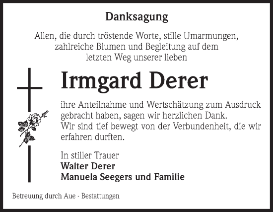 Traueranzeige von Irmgard Derer von Volksstimme Magdeburg